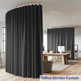 cbsroro Room Divider Curtains Ceiling Curtain Track Sets Blackout Curtains Ceiling Track for Curtain Flexible Track Curtain Extra Wide，W 8.3 x H 8ft 1Panel Black Curtain and White Track