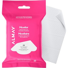 Almay Biodegradable Micellar Makeup Remover Cleansing Towelettes, Hypoallergenic, Cruelty Free, Fragrance Free, Dermatologist Tested, 25 Makeup Remover Wipes