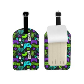 Oplp Video Game Controllers Leather Luggage Tags 2 Packs Travel Bag Labels for Suitcase Baggage Backpack