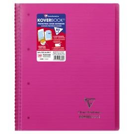 Clairefontaine 596808C A Pink Koverbook Spiral Notebook - A4+ 22,5x29,7 cm - 160 Detachable Lined Pages with Margin - 90 g White Paper - Polypro Cover