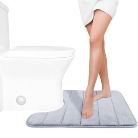 Yimobra Non Slip Bath Mat, 24 x 20 Inch, Super Water Absorption, Thick, Machine Washable, Easy Dry, Bathroom Rug - Silver