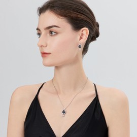 jiamiaoi 18K White Gold Plated Pearl Chain 925 Silver Pearl Pendant Necklace with Pearl Necklace 925 Silver Chain with Pearl Earrings Pearl Jewellery for Women Ladies, Cubic Zirconia