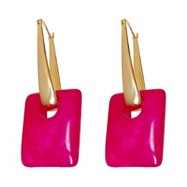 Hot Pink Earrings for Women Square Statement Dangle Earrings Acrylic Geometric Drop Earrings Trendy Jewelry for Girls Gifts