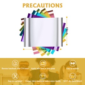 Metallic Chrome Heat Transfer Vinyl Bundle – 12" x 20" 2 Sheets/Roll, 6 Rolls – Easy to Cut & Weed Iron On Vinyl, HTV Vinyl for T-Shirts, Iron On Transfers for Shirts, HTV Heat Transfer Vinyl