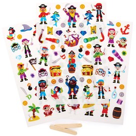Baker Ross FC902 Pirate Rub-On Transfer Stickers - Pack of 125, Stickers, Kids Waterproof Crafts Stickers, Ceramic Wood and Paper Stickers