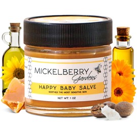 Mickelberry Gardens Herbal Baby Salve – Organic Diaper Rash Cream with Calendula & Beeswax – Natural Soothing Ointment for Sensitive Skin, Eczema & Dryness (1 oz)