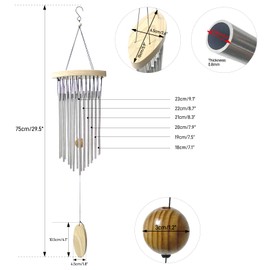 Wind Chimes for Outdside, Deep Tone Metal Windchime for Indoor Outdoor Garden Patio Yard Decoration, Gifts for Mother Grandma Sympathy Memorial Retirement Housewarming
