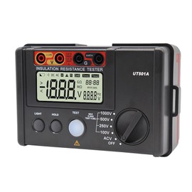 UT501A Megohmmeter, Digital Insulation Resistance Tester 100V/250V/500V/1000V, Auto Ranging & Auto Discharge Grounding Resistance Tester, 0-5.5G Ohm Meter, 1999 Counts, Backlit LCD Display