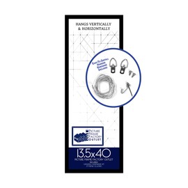 13.5x40 Panoramic Picture Frame/ 1.25" Black MDF/Plexi Glass and Hanging Hardware Included