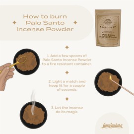 Luna Sundara Palo Santo Incense Powder from 100% Wild Peruvian Palo Santo 4oz Sustainably Palo Santo Wood Powder for Smudging and Homemade Incense (Powder of Palo Santo (Bursera Graveolens Wood))