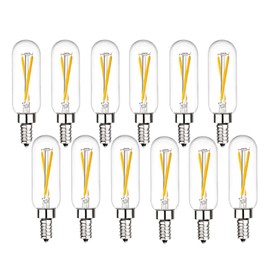 T6 LED Bulb 25watt E12 Modern Chandelier Bulbs E12 LED Edison Bulb 4000K Dimmable Candelabra Edison Bulb 2W T6 Tubular Bulb for Chandelier Ceiling Light, 12 Pack