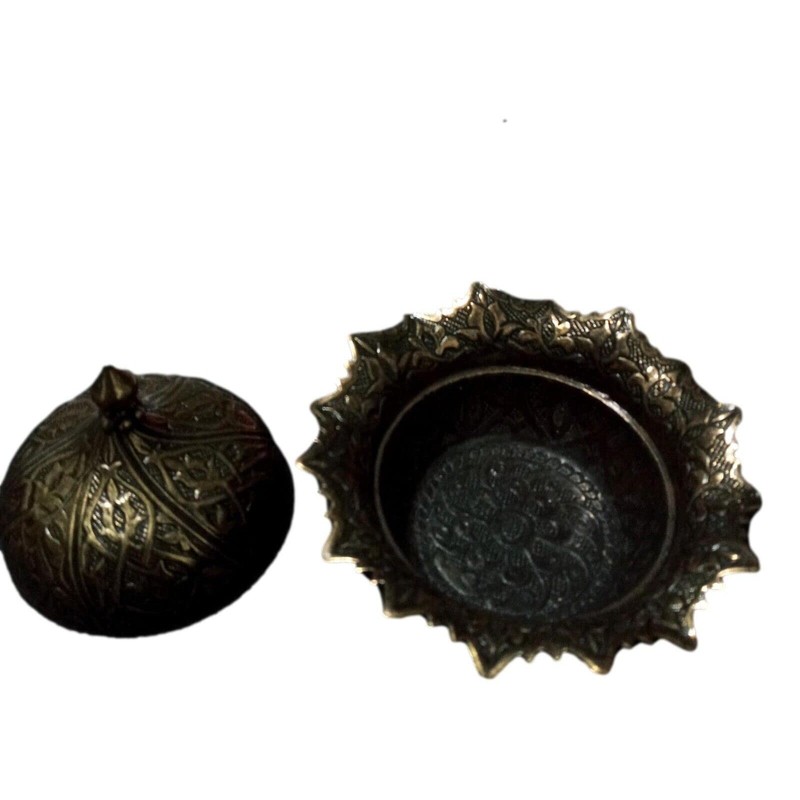 Traditional Turkish Delight Sugar Candy Bowl with lid Decorative Metal