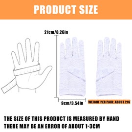 Kingsie Women's Lace Gloves, Thin, UV Protection, Sunscreen, UV Protection, Summer, Weddings, Coming-of-Age Ceremonies, white