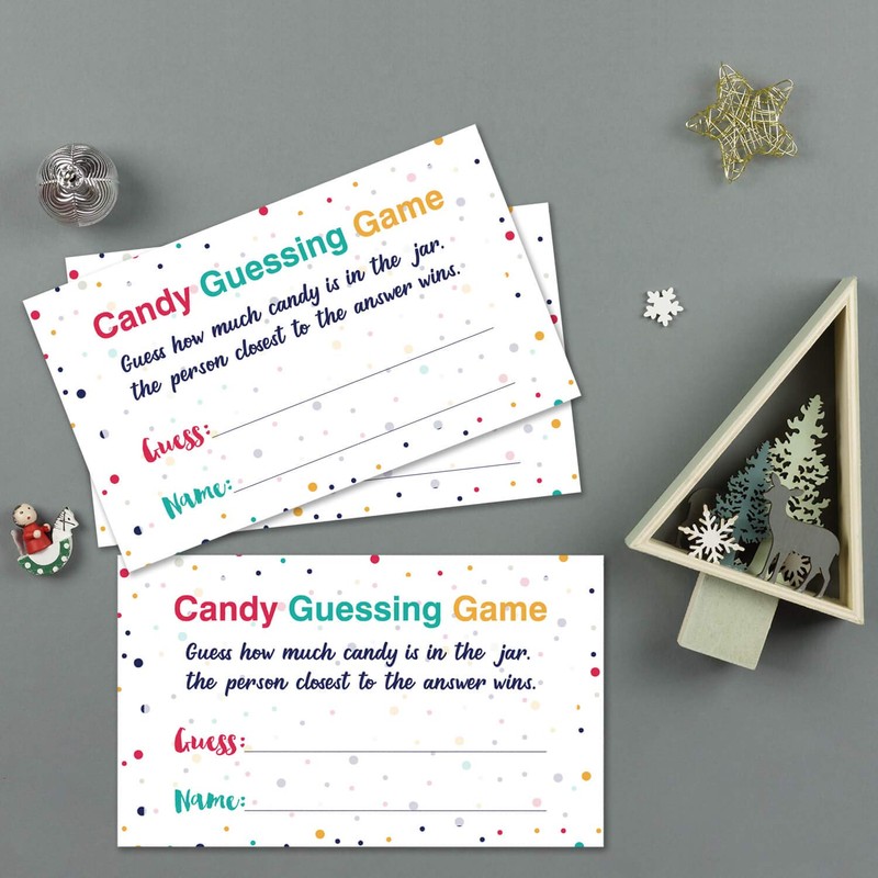 Antgiftshop Candy Guessing Game Cards, Games Activities and Decorations, 50-Pack.