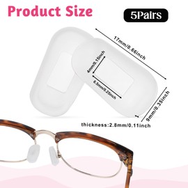 Eyeglass Nose Pads Covers Soft Silicone Nose Pads Slip-on Eyeglasses Nose Bridge Pads Anti-Slip Nose Guards White Anti Slip Nose Pads for Glasses Repair Kit (5 Pairs)