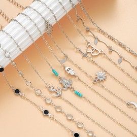 EDLMKM 20PCS Ankle Bracelets for Women, Adjustable Women's Anklets, Bohemia Double Layer Beach Accessories Foot Jewelry Anklet, Boho Turquoise Anklets, Beach Anklet Bracelet for Women and Girls