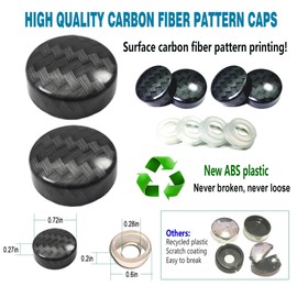 License Plate Screws -Carbon Fiber Pattern Printing, Plastic License Plate Caps Cover for Carbon License Plate Frame Holder, Front Rear Car Tag Bolts