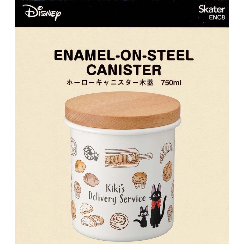 Skater ENC8-A Enameled Canister, Wooden Lid, 25.5 fl oz (750