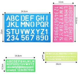 Templates, Set of 4 Alphanumeric Letters, Templates, Create Alphabetical and Numeric Drafting Signs, Drawing Templates, Ruler Stencil Sheet, Stationery Supplies