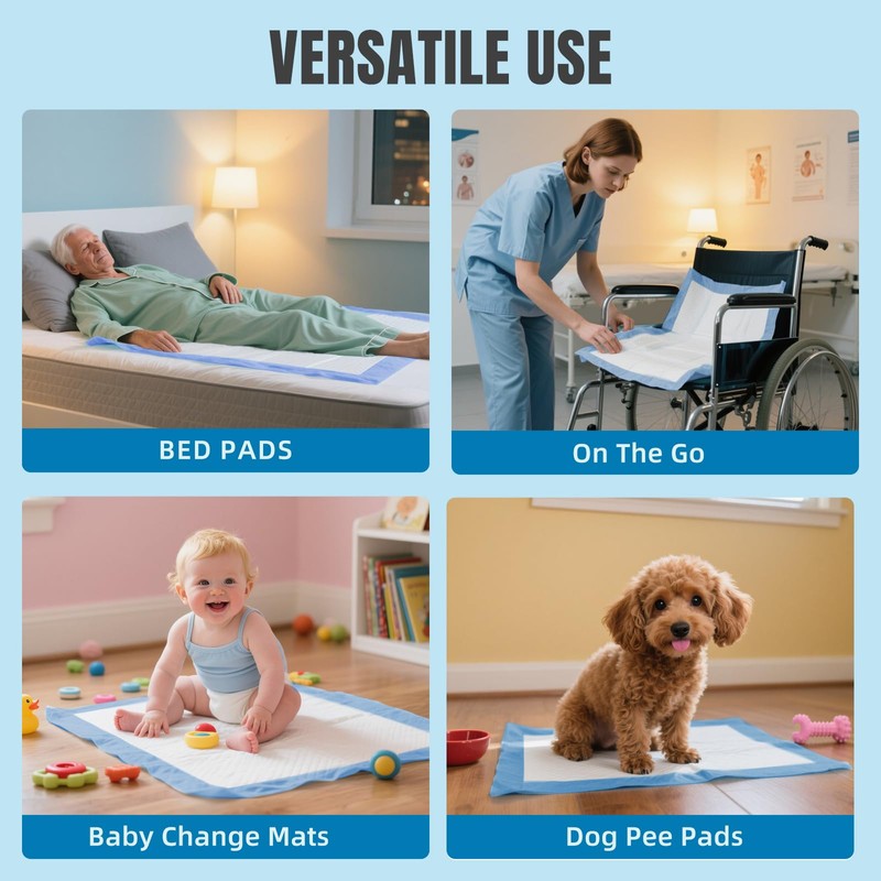 Hyfine 38 Count Underpads Disposable Bed Pads 30"x36", Heavy Absorbency,