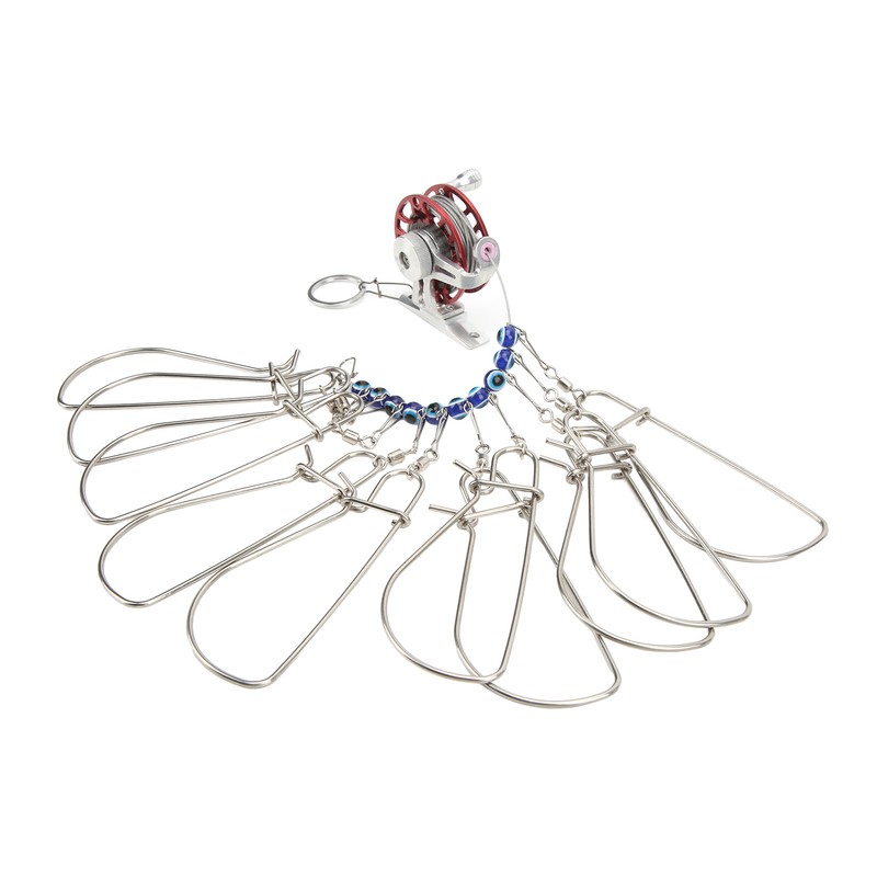 Fish Stringer Live Fish Lock with Reel Float Steel Wire
