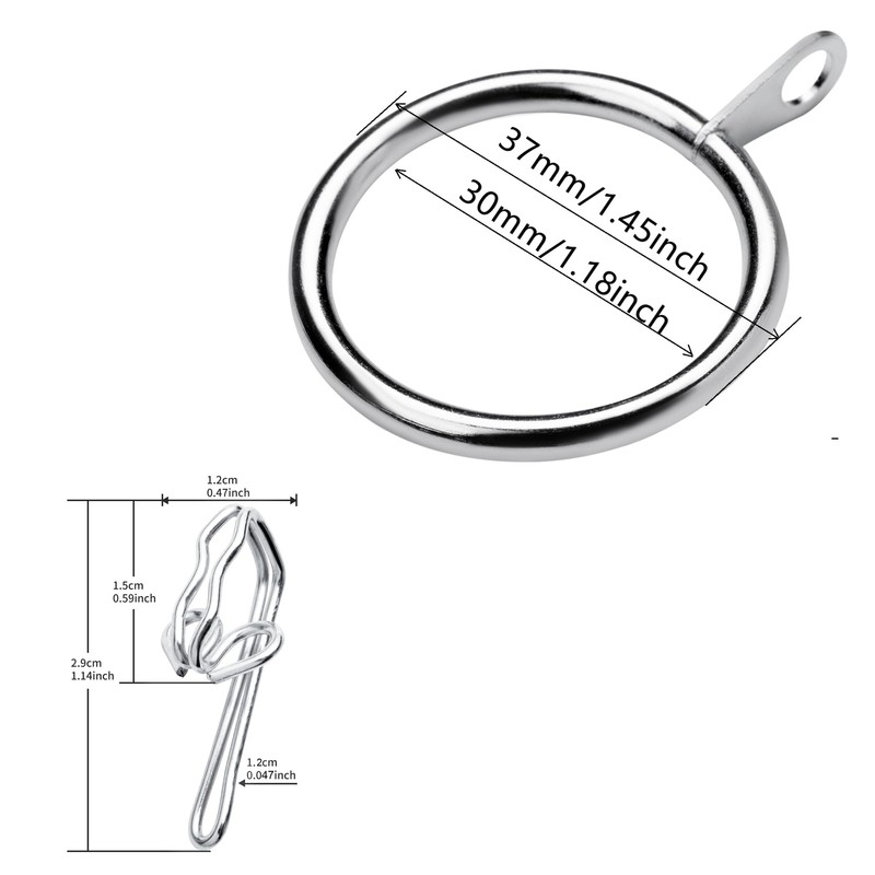 52 Set Metal Curtain Rings Drapery Curtain Hanging Rings with