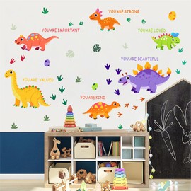 Inspirational Dinosaur Wall Decals Watercolor Dinosaur Wall Decals Boys Bedroom Playroom Decoration Removable Dino Motivational Words Peel and Stick Nursery Room Classroom Decor