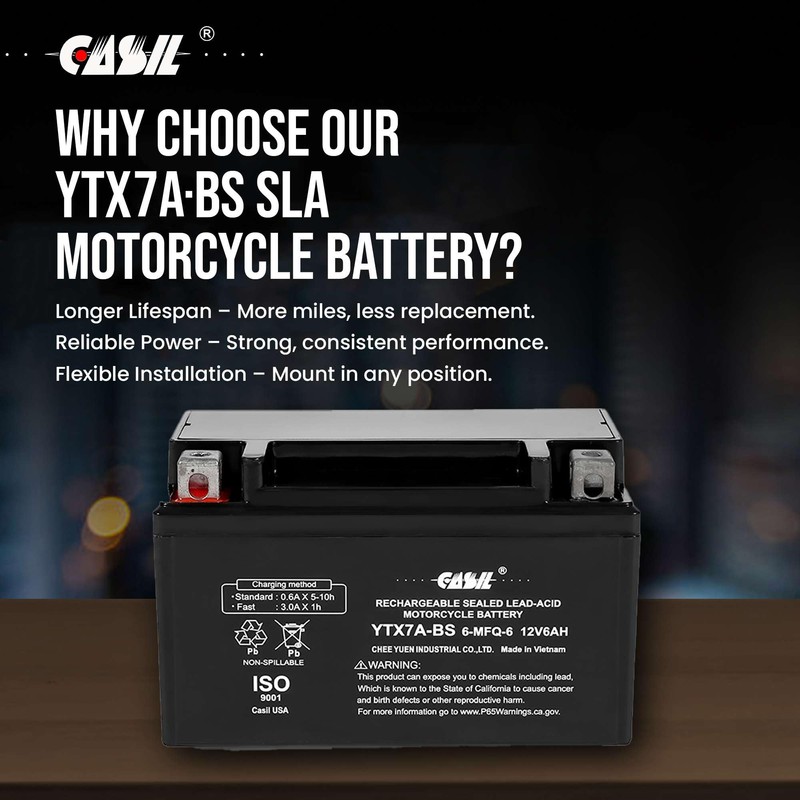 YTX7A-BS Battery 12V 6AH 105 CCA High Performance AGM SLA