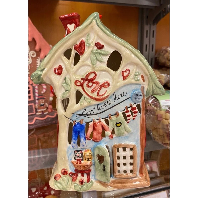 Blue Sky Clayworks “Love Lives Here” Tea Light Candle House