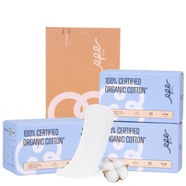 Rpe Life 100% Organic Long Panty Liners for Women - 96ct, Ultra Thin Cotton Cover, Light Absorbency, Unscented Barely There Pantiliners (Long Liner, Size 2, 96ct)