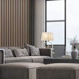 Acoustic Wood Wall Panels 47.24" x11.81"x0.98'' 4 PCS Wood Slat Acoustic Panels for Wall and Ceiling, 3D Fluted Sound Absorbing Panel with Wood Finish(Black Oak)