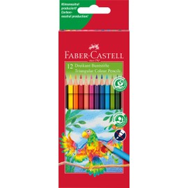 Faber-Castell 116512 Triangular Coloured Pencils, Pack of 12 in Cardboard Case