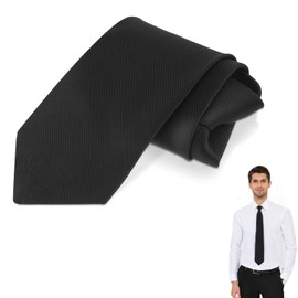 Dejicuk Men's Black Tie, Pre-Tied Tie, Men's Tie, Black Classic Ties for Office or Wedding, Graduation Party, black