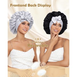 HAIMEIKANG Double-Sided 100% Mulberry Silk Bonnet & Shower Cap for Women - Premium Silk Sleep Cap for Hair Care - Comfortable & Stylish for Everyday Use and Travel