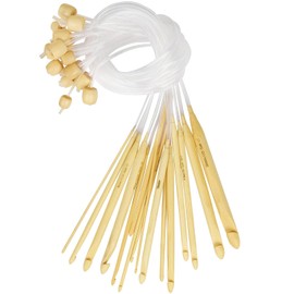 SSyang 12 Pcs Colorful Tunisian Crochet Hooks Afghan Crochet Hooks Crochet Hook Set, Crochet Knitting Needles Kit Bamboo Needle Tunisian Plastic Crochet Hooks with Rope for Weaving Sweater(White)