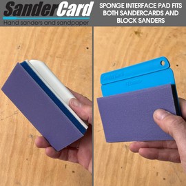 2 Pc Sponge Interface Pad set for Hand Block Sanders, 1x FIRM Foam and 1x Soft Foam, Size 125mm x 70mm, Universal Fit & Tough Hook & Loop Interface, No Extractor Holes for even abrasion