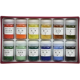 Nakagawahu Powder, Japanese Painting, Phoenix Rock Paint, A Set, 12 Colors (Red)