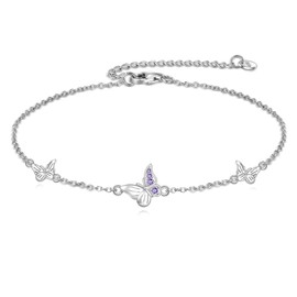 AOBOCO 925 Sterling Silver Bracelet for Women Mustard Seed/Butterfly/Corgi/Infinity Love/Dolphin Bracelets Jewelry Gift for Women (Butterfly)