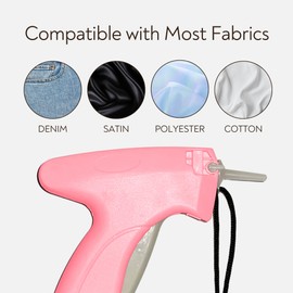 Micro needle clothing sewing gun, Mini clothing embroidery gun quick sewing tool, Fine stitch gun for clothes (Pink)