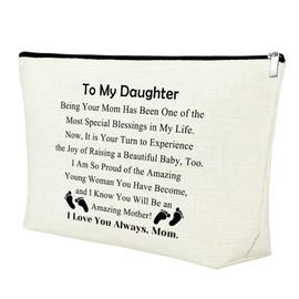 Mxrymvu Daughter Gift Makeup Bag Congratulations Mom to Be Gift Pregnancy Announcement Gift Cosmetic Bag Baby Reveal Gift for New Mom Mother's Day Gift for Daughter from Mom Travel Makeup Pouch