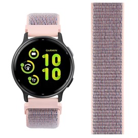 Meliya Adjustable Nylon Watch Band Compatible with Garmin Vivoactive Series, Venu/Sq Smartwatches, MixGil Brand, For Smartwatch Women Men Pink Sand