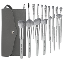 Brochas para Maquillaje con Estuche 17 Piezas Premium Sintético Brochas Maquillaje Profesional Juego de Brochas Kabuki Sombra de Ojos en Polvo para...