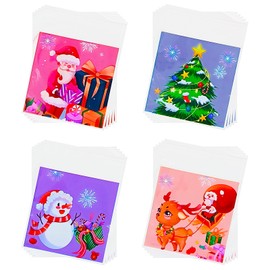 Jagrove 100PCS Cellophane Bags 4X4 Inch Clear Self Sealing Goodie Candy Cookie Snack Treat Bags for Bakery Christmas Party Supplies