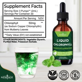 NEW AGE Chlorophyll Liquid Drops - Natural Concentrate – Energy Booster, Digestion and Immune System Supports, Internal Deodorant, Liver Function - (2 Fl Oz (Pack of 2))