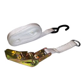 1-inch 13-Foot White Tent Ratchet Strap Polyester Tie Down S-Hook