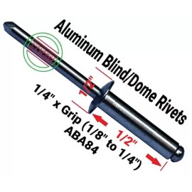 Cellus (20 Pcs) Aluminum  Rivets 1/4 x Grip (1/8" to 1/4") ABA84