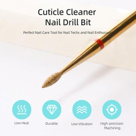 HYTOOS 2mm Short Flame Cuticle Clean Nail Drill Bit, Titanium Series Russian Diamond Nail Bits Professional Safety Under Nail Cleaner for Cuticle Dead Skin, Electric Nails Accessories, Fine