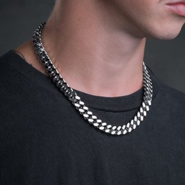 Miami Cuban Link Chain for Men Chunky Cuban Link for Boyfriend Curb Hip Hop Necklace Silver Necklace Thick Stainless Steel