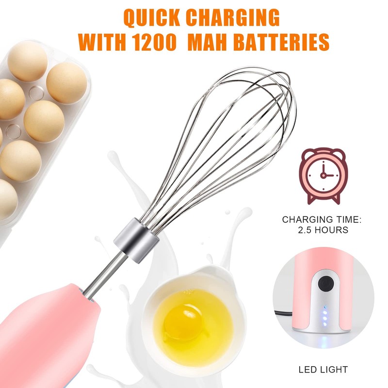 Electric Egg Beater Whisk, USB Charging Mixer, Three-Speed Adjustment, Suitable