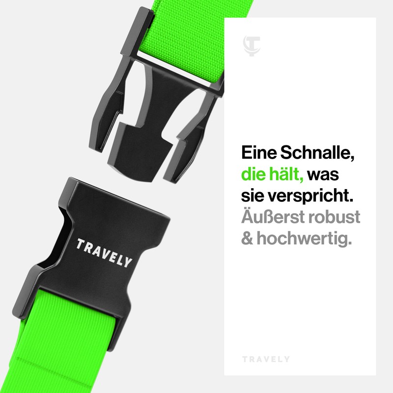 Travely® Premium Luggage Strap – Particularly Eye-catching and Safe –